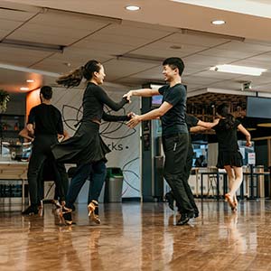 Imperial College Union's Dance Society rehearsing in a studio