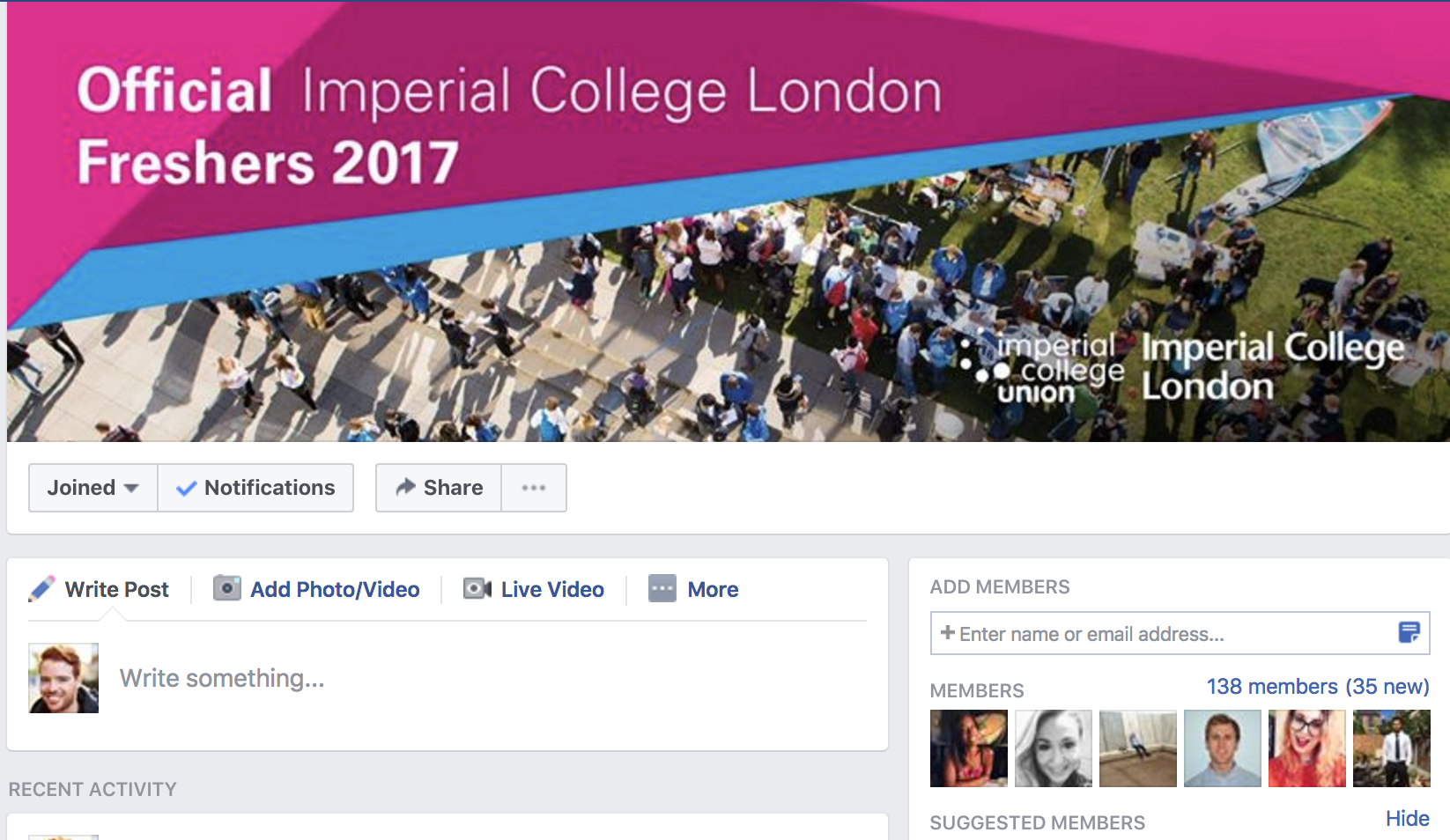 Imperial College Official Freshers Group 2017