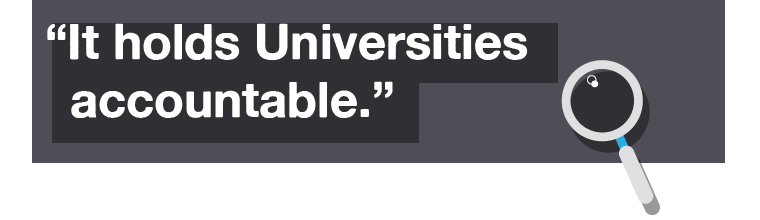 It holds Universities accountable Quote: It holds Universities accountable