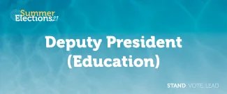 Water effect background, Summer Elections 21 logo, "Deputy President Education" text 